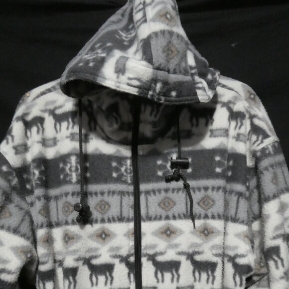 Vintage | CABIN CREEK | medium | Hooded Fleece Anorak Zip-Up Jacket - Picture 4 of 16